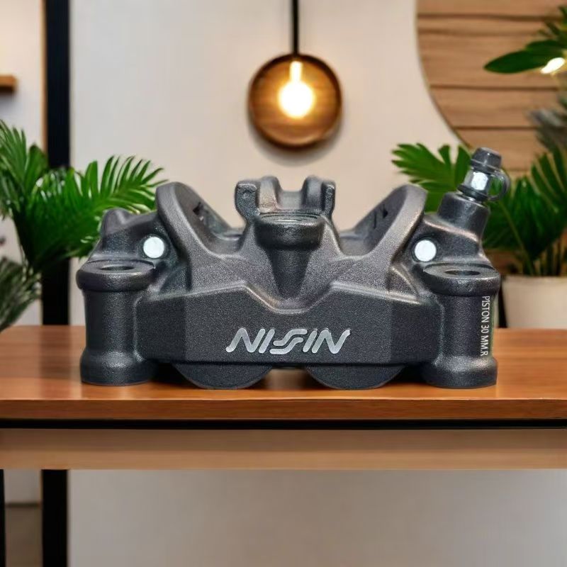 Forged Front Brake Caliper 4 Piston - Мотоциклетный кованый тормозной суппорт Nissin, асимметричный,